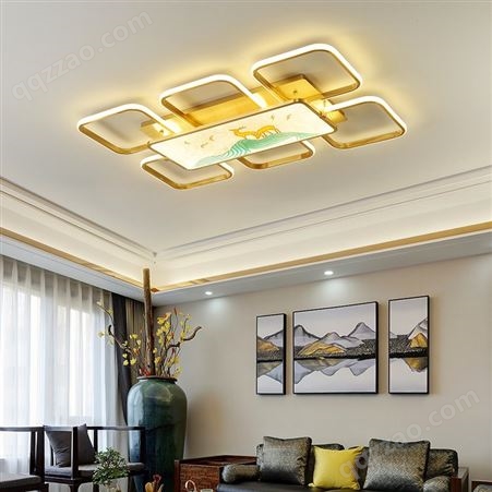 新中式全铜吸顶灯 卧室客厅吸顶灯 双庆商品房装修灯具