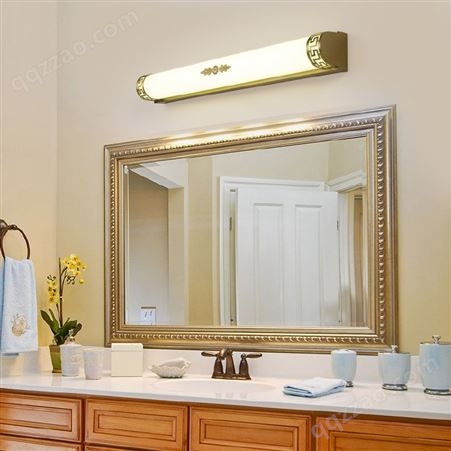 新中式全铜镜前灯 浴室卫生间洗手台梳妆台灯 双庆灯饰长条LED简约化妆灯
