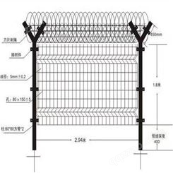 机场安全防御网 带刺机场护栏网 坤贤 Y型立柱护栏网