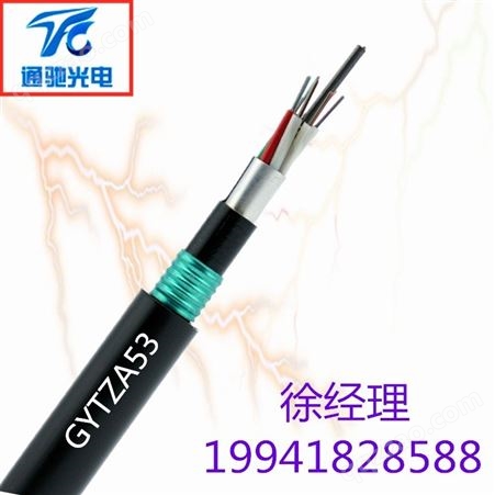 GYTZA53室外48芯单模层绞式重铠阻燃光纤GYTZA53-16B1防鼠蚁直埋通信光缆 TCGD/通驰光电12芯24芯36芯