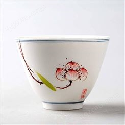 创意陶瓷茶杯品茗杯 家用小斗笠杯功夫茶具 青花普洱杯个人杯