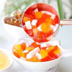 西安果汁奶茶原料批发 饮品原料三色椰果