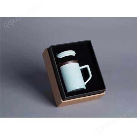 龙泉青瓷陶瓷茶水分离茶杯带盖加LOGO礼盒装单人茶具套装新年贺礼