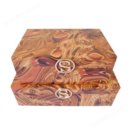 大理石纹首饰盒木质工艺品装饰盒卧室桌面收纳盒样板房间装饰摆件