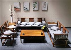 新中式南美胡桃木沙发 新中式沙发背景墙 沙发新中式