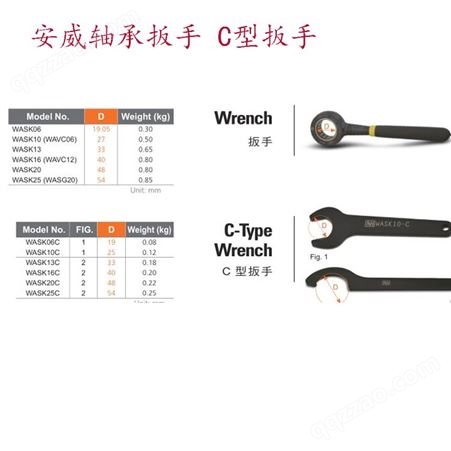 优惠批发供应中国台湾安威AW轴承扳手 C型扳手 强力扳手 WASK10 WASK16 WASK20型号齐全 安威扳手