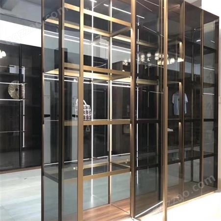 铝唯极简玻璃柜门定制 铝合金衣柜门推拉酒柜门长虹钢化玻璃橱柜门