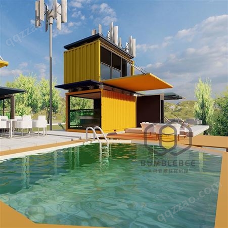 四川大黄蜂模块化房屋 DHF-CT-6933组合式集装箱民宿综合体打造带泳池 移动商业一站式规划方案