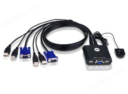 ATEN宏正 CS22U 2端口带线式USB VGA KVM多电脑切换器+外接式切换按键