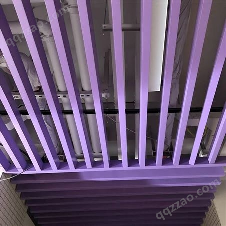 粤艺佰紫色铝格栅走道吊顶装饰 U型铝方通 白色型材铝方通