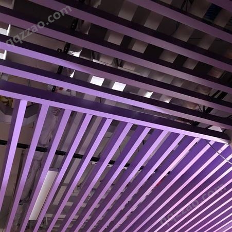粤艺佰紫色铝格栅走道吊顶装饰 U型铝方通 白色型材铝方通