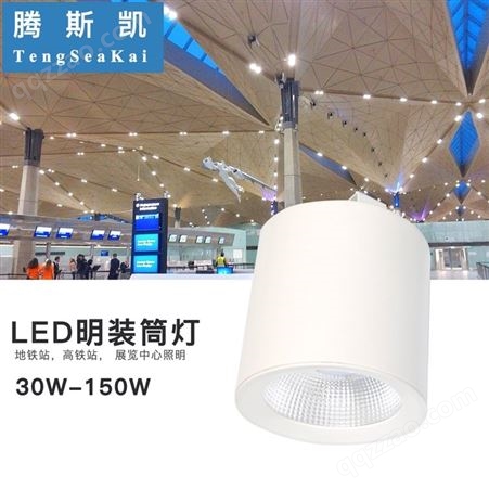 火车站风雨棚站台IP65大功率LED圆形明装筒灯40W80瓦100w